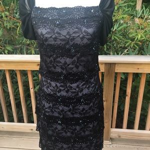 Patra black lace sequin dress